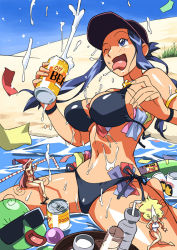 3girls ;p alcohol armlet baba baseball_cap beach beer bikini blonde_hair blue_hair blush bottle breasts can cirima cleavage crossed_legs day drinking_straw fairy hat jewelry lala_(ojamajo_doremi) large_breasts long_hair majorika messy mini_person minigirl multiple_girls ojamajo_doremi one-piece_swimsuit one_eye_closed open_mouth orihime_(ojamajo_doremi) outdoors pink_hair sandals sexually_suggestive side-tie_bikini_bottom sitting sky spill spread_legs submerged suggestive_fluid sunglasses swimsuit tongue tongue_out very_long_hair volvox wink witch_hat wristband rating:Questionable score:47 user:danbooru