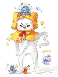  ! !! !? &gt;_&lt; 1girl 1other :o ahoge androgynous anger_vein animal attack bare_arms black_eyes blue_hair blue_skin blush_stickers bow bowtie cat character_request chibi chinese_commentary chinese_text cloak clothed_animal collared_dress colored_skin commentary_request dress ear_covers esseling_(infinity_nikki) fins floating flying_sweatdrops frilled_dress frilled_sleeves frills gender_request gradient_cloak hair_ornament hat hat_ornament head_fins heart heart_hat_ornament heart_tail highres hood hood_up hooded_cloak infinity_nikki long_hair long_legs low_twintails mini_person minigirl momo_(nikki) momo_longlegs_(infinity_nikki) nikki_(nikki) nikki_(series) notice_lines open_mouth outline pink_cloak pom_pom_(clothes) puffy_short_sleeves puffy_sleeves red_bow red_bowtie sad_sack_(infinity_nikki) shadow short_sleeves simple_background sitting sitting_on_head sitting_on_person smile solid_oval_eyes sparkling_eyes star_(symbol) star_hair_ornament starlet_burst_(infinity_nikki) tail tough_octopack_(infinity_nikki) translation_request twintails v-shaped_eyebrows very_long_hair watermark wavy_hair whiskers white_background white_cat white_dress white_hair white_hat white_outline xiaohongshu_watermark yellow_cloak yiliwa 
