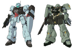  assault_rifle beam_rifle blue_visor cable char&#039;s_counterattack color_variation commentary_request earth_federation_space_forces energy_gun geara_doga geara_zulu gun gundam gundam_unicorn heat_hawk jegan machinery magazine_(weapon) mecha mecha_focus missile_pod mobile_suit neo_zeon no_humans one-eyed original radio_antenna redesign rifle robot roundel science_fiction scope shield tessaku_ro weapon white_background 