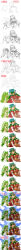  2girls :d absurdres blue_hat blue_sky brown_dress cape cloud commentary_request creator_(ragnarok_online) day dress flat_chest folding_fan gloves gradient_wings green_hair hand_fan hat head_wings highres holding holding_fan incredibly_absurdres lif_(ragnarok_online) long_hair long_image looking_at_viewer making-of multicolored_wings multiple_girls open_mouth orange_wings outdoors painttool_sai_(medium) plunging_neckline pointy_ears purple_wings ragnarok_online red_cape red_eyes sky sleeveless sleeveless_dress smile tall_image tomiya_airu very_long_hair white_dress white_gloves wings 