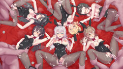  6+boys 6+girls after_ejaculation alisa_mikhailovna_kujou animal_ears ass bar_censor black_hair black_leotard blonde_hair blue_eyes bow bowtie breasts brown_eyes brown_hair censored cum cum_in_pussy cum_on_body cum_on_clothes cum_on_hair cum_on_legs cum_on_stomach detached_collar fake_animal_ears fake_tail fishnet_leotard fishnets from_above group_sex hair_ornament hairclip highres kimishima_ayano leotard leotard_pull long_hair looking_at_viewer mariya_mikhailovna_kujou miyamae_nonoa multiple_boys multiple_girls nipples okina_(805197) orgy pantyhose penis playboy_bunny rabbit_ears rabbit_tail red_bow red_bowtie sex short_hair strapless strapless_leotard suou_yuki tail taniyama_sayaka thighs tokidoki_bosotto_roshia-go_de_dereru_tonari_no_alya-san torn_clothes torn_pantyhose white_hair white_wrist_cuffs wrist_cuffs yellow_eyes 