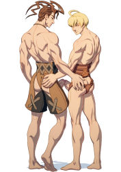  2boys ashley_riot ass barefoot blonde_hair brown_hair final_fantasy final_fantasy_tactics frottage full_body male_focus multiple_boys muscular penis ramza_beoulve schizoid topless_male undressing vagrant_story yaoi  rating:Explicit score:22 user:harucho