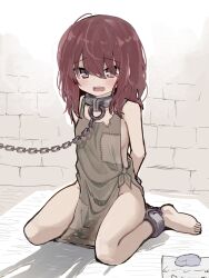  bdsm bondage bound chain collar cuffs highres loli pee red_hair slave slave_clothes slave tawasiupa  rating:Sensitive score:58 user:Slaver_Skald