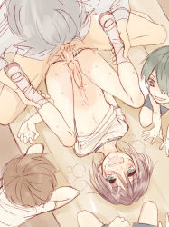 5boys age_difference anal bottomless cum cum_in_ass cumdrip drooling ejaculating_while_penetrated ejaculation group_sex happy_sex leg_grab male_focus male_penetrated multiple_boys orgy pillow_(nutsfool) saliva school sex short_hair shota size_difference smile socks teacher undressing white_socks yaoi rating:Explicit score:397 user:harucho