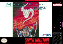  1boy atlus hindu_mythology japanese_text majin_tensei male_focus nintendo official_art snes sword text_focus translation_request weapon 