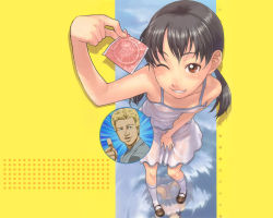 00s 1girl black_hair brad_kid bradkidd brown_eyes condom condom_wrapper female_focus flat_chest hot life_is_peachy? loli naughty_face one_eye_closed onizuka_naoshi panties pantyshot pantyshot_through_reflection propositioning reflection see-through_clothes solo sweat third-party_edit thumbs_up underwear wet wet_clothes wink yakitate!!_japan rating:Questionable score:42 user:danbooru