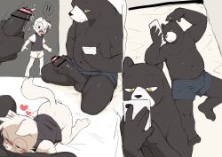  ! !! 2boys age_difference animal_ears bar_censor bear_boy bear_ears black_fur blue_eyes cellphone censored dog_boy dog_ears fellatio furry furry_male furry_with_furry glasses heart holding holding_phone male_focus male_masturbation manmosu_marimo masturbation multiple_boys navel oral original penis phone round_eyewear shota size_difference smartphone speech_bubble spoken_exclamation_mark testicles white_fur yaoi yellow_eyes 