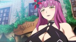 10s 1girl animated animated_gif areola_slip breasts female_focus huge_breasts kaneko_hiraku lady_j long_hair nail_polish purple_hair smile solo valkyrie_drive valkyrie_drive_-mermaid- rating:Questionable score:203 user:arutos
