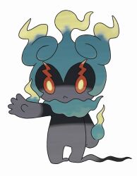  absurdres alternate_form artist_request closed_mouth colored_sclera full_body gen_7_pokemon highres legendary_pokemon marshadow marshadow_(zenith) mythical_pokemon nintendo official_art outstretched_arm pokemon pokemon_(creature) pokemon_focus pokemon_sm red_sclera simple_background solo standing third-party_source white_background yellow_eyes 