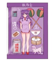  1girl chinese_clothes chui_(weapon) double_bun hair_bun hair_ornament long_hair purple_hair ranma_1/2 shampoo_(cat) shampoo_(ranma_1/2) sidelocks 