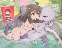  1boy 1girl ahoge ass bar_censor blush breasts brown_eyes brown_hair censored colored_skin completely_nude cross-section furry furry_male furry_with_non-furry gen_1_pokemon girl_on_top interspecies leaf_(pokemon) legendary_pokemon loli mewtwo nipples nude onsen open_mouth partially_submerged penis pokemon pokemon_(creature) pokemon_frlg pokephilia purple_eyes purple_skin sex small_breasts tail uterus vaginal water 