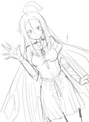 1girl blush breasts butterfly_wings choker cleavage digimon digimon_(creature) female_focus highres hudiemon insect_wings long_hair long_skirt looking_at_viewer medium_breasts ph6xeivbgpimggg school_uniform skirt solo solo_focus uniform waving_hands wings