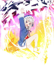  1girl animal_costume animal_hood blue_eyes blue_hoodie commentary fins fish_tail full_body gawr_gura gawr_gura_(1st_costume) highres hololive hololive_english hood hood_up hoodie long_sleeves looking_at_viewer no_pants open_mouth punished_pigeon shark_costume shark_girl shark_hood shark_tail sharp_teeth smile solo tail teeth virtual_youtuber white_hair wide_sleeves 