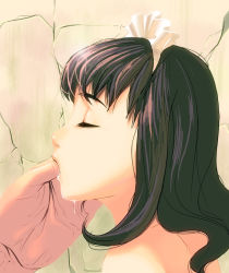 1girl bad_id bad_pixiv_id bare_shoulders black_hair closed_eyes finger_in_another&#039;s_mouth finger_sucking kouno_(masao) long_hair maid original saliva sexually_suggestive solo_focus rating:Sensitive score:61 user:danbooru