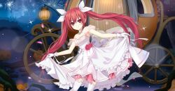  1girl ahoge alternate_costume breasts cartridge date_a_live date_a_live:_spirit_pledge dress fireworks game_cg gloves hair_between_eyes hair_ribbon itsuka_kotori lantern long_hair looking_at_viewer official_art red_eyes red_hair ribbon small_breasts smile solo third-party_source twintails v-shaped_eyebrows white_dress white_gloves 
