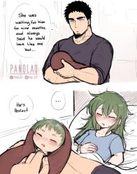  1girl 2boys 2koma after_birth and_he_looks_like_his_stupid_dad_(meme) baby bed black_hair blush comic facial_hair father_and_son green_hair hetero hospital_bed if_they_mated igarashi_futaba intravenous_drip meme mother_and_son multiple_boys panqlao senpai_ga_uzai_kouhai_no_hanashi sleeping stubble takeda_harumi  rating:General score:54 user:Anti_Gendou