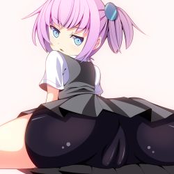  10s 1girl ass bike_shorts blue_eyes cameltoe female_focus from_behind gloves kantai_collection looking_at_viewer looking_back oimonocake open_mouth parted_lips personification pink_hair ponytail shiranui_(kancolle) skirt solo  rating:Questionable score:29 user:armorcrystal
