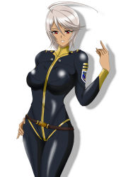  10s 1girl bodysuit kurise_asuka_(royalhouse) red_eyes short_hair smile uchuu_senkan_yamato uchuu_senkan_yamato_2199 white_hair yamamoto_akira  rating:Sensitive score:18 user:dbaez2