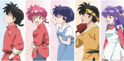  3girls bandana braid braided_ponytail hibiki_ryouga highres multiple_girls official_art ranma-chan ranma_1/2 red_hair saotome_ranma shampoo_(ranma_1/2) tendou_akane yellow_bandana 