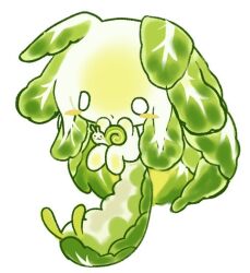  1other :3 animal blush bomal1215 chibi monster_girl plant_girl plant_hair snail solo tail 