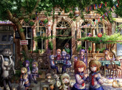  10s 6+girls :d abyssal_ship ahoge akatsuki_(kancolle) ama_usa_an_uniform americaball animal animal_on_head animal_on_lap arch azumanga_daiou black_socks blonde_hair blue_eyes bow brown_eyes brown_hair building cardigan cat chair chinaball column countryball covered_navel crop_top crossover dappled_sunlight doorway elbow_gloves elle_mel_martha error_musume flags_of_all_nations fleur_de_lapin_uniform folded_ponytail girl_holding_a_cat_(kancolle) gloves gochuumon_wa_usagi_desu_ka? green_eyes grey_eyes hair_between_eyes hair_ornament hairband hairclip hairpin headgear hibiki_(kancolle) holding_hands horns hoto_cocoa ikazuchi_(kancolle) inazuma_(kancolle) japanball kafuu_chino kantai_collection kirima_syaro kneehighs kneeling kneeling_girl_(kancolle) loli_wa_shinri lolita_hairband long_hair long_sleeves maid midriff mihama_chiyo&#039;s_father mittens multiple_girls mutsu_(kancolle) mutsu_(kantai_collection) mutsu_(snail) navel neckerchief northern_ocean_princess on_head on_lap open_cardigan open_clothes open_mouth outdoors pale_skin pantyhose pennant pillar plant pleated_skirt potted_plant purple_eyes purple_hair rabbit_house_uniform rensouhou-chan school_uniform serafuku shimakaze_(kancolle) shirt short_hair short_sleeves sign silver_hair sitting skirt sleeveless sleeveless_shirt smile snail socks sophie_(tales) standing string_of_flags striped_clothes striped_legwear striped_thighhighs sunlight table tablecloth tales_of_(series) tales_of_graces tales_of_xillia tales_of_xillia_2 tedeza_rize teepo_(tales) thighhighs tippy_(gochiusa) tippy_(gochuumon_wa_usagi_desuka?) tree tree_shade twintails ujimatsu_chiya union_jack upside-down wa_maid white_gloves white_legwear window wo-class_aircraft_carrier x_hair_ornament 