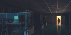  1other backlighting binder campbell&#039;s canned_soup chair crying dark folder food highres microsoft_windows office plant reflection simon_stalenhag soup the_labyrinth trellis windows_98 windows_classic 