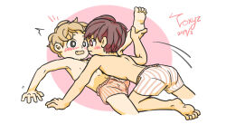  blonde_hair blush brown_hair feet kodomo_doushi male_focus original shirtless shota shota_on_shota toxyz underwear yaoi 