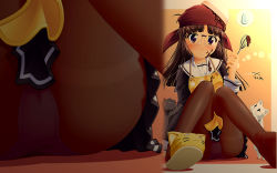 1girl apron bandana cat cooking female_focus glasses highres loli panties pantyhose solo sweatdrop underwear rating:Questionable score:6 user:AlmaNegra