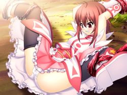  1girl artist_request blush dress game_cg outdoors panties source_request spread_legs tentacles underwear white_panties  rating:Questionable score:13 user:chris112
