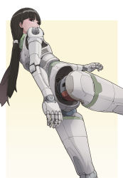  1girl android black_eyes black_hair blunt_bangs female_focus highres joints low_ponytail nude original ponytail robot_joints solo sukabu thighhighs walking  rating:Sensitive score:27 user:Dweenie