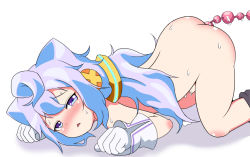  10s 1boy :&lt; anal anal_beads anal_object_insertion ass blue_eyes blue_hair blush cupala_(8492ace) eyebrows hacka_doll hacka_doll_3 long_hair looking_at_viewer male_focus male_penetrated matching_hair/eyes nude object_insertion open_mouth penis sex_toy shiny_skin shota solo sweat trap uncensored 