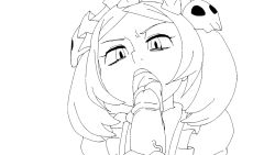  animated animated_gif apron bloody_marie_(skullgirls) fellatio hair_ornament maid_headdress monochrome nega_samurai oral skull_hair_ornament skullgirls tagme tongue tongue_out twintails  rating:Explicit score:60 user:tanbu