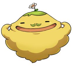  closed_eyes facial_hair flower flower_on_head green_hair happierre highres mustache no_humans official_art open_mouth simple_background solo third-party_source white_background white_flower youkai_(youkai_watch) youkai_watch 