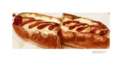  commentary_request dated food food_focus hot_dog hot_dog_bun ketchup matsuyama_kojika mustard no_humans original sausage 