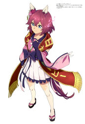  1girl absurdres animal_ears artist_request blue_eyes brown_hair copyright_name copyright_notice highres horse_ears horse_girl horse_tail looking_at_viewer magazine_scan megami_magazine official_art scan short_hair simple_background solo tail umamusume umamusume:_cinderella_gray white_background 