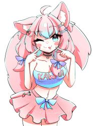  2023 :3 absurdres animal_ears aurora_hikari bare_shoulders belly_piercing cat_ears cat_girl choker clavicles english_text highres hihoneko indie_virtual_youtuber pachikko panda panda_choker pink_hair pink_skirt skirt  rating:Sensitive score:1 user:tyciol