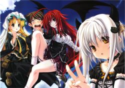 10s 1boy 3girls absurdres asia_argento blonde_hair high_school_dxd highres hyoudou_issei multiple_girls official_art red_hair rias_gremory toujou_koneko v white_hair rating:Sensitive score:21 user:spiderfan