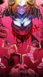  absurdres blonde_hair breasts catherine_(atlus_character) catherine_(game) demon_girl highres looking_at_viewer sheep smile vincent_brooks 
