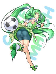 10s 1girl ass ball bike_shorts bike_shorts_under_skirt cameltoe choker cure_march dress female_focus green_dress green_eyes green_hair green_shorts green_skirt green_theme long_hair looking_at_viewer looking_back magical_girl matching_hair/eyes midorikawa_nao pantylines piromizu ponytail precure shorts shorts_under_skirt skirt smile smile_precure! soccer_ball solo telstar tiara tri_tails very_long_hair wrist_cuffs rating:Explicit score:20 user:danbooru