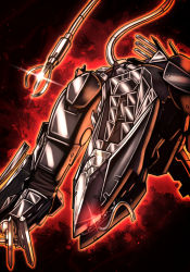  absurdres black_background bladewolf claws gleam highres metal_gear_(series) metal_gear_rising:_revengeance no_humans non-humanoid_robot red_background red_eyes robot robot_animal silverchariotx tail 