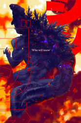 absurdres commentary_request fire giant giant_monster godzilla godzilla_(series) godzilla_(shin) highres inaki_shinrou kaiju long_tail monster no_humans open_mouth shin_godzilla spines tail teeth toho