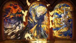  1boy absurdres aglaea_(honkai:_star_rail) alternate_form anaxa_(honkai:_star_rail) antenna_hair architecture armor asymmetrical_wings black_choker black_cloak black_gloves black_pants black_shirt black_wings blonde_hair blue_cape cape castorice_(honkai:_star_rail) choker cipher_(honkai:_star_rail) cloak coat commentary cracked_skin dripping english_commentary fingerless_gloves flame_reaver_of_the_deepest_dark gloves greco-roman_architecture hair_between_eyes halo halo_behind_head highres holding holding_sword holding_weapon honkai:_star_rail honkai_(series) hood hood_up hooded_cloak hyacine_(honkai:_star_rail) male_focus mask material_growth mydei_(honkai:_star_rail) pants pauldrons phainon_(honkai:_star_rail) shirt short_hair shoulder_armor silhouette single_glove single_pauldron solo sword thigh_strap torn_clothes torn_shirt trianne_(honkai:_star_rail) tribbie_(honkai:_star_rail) trinnon_(honkai:_star_rail) weapon white_coat white_hair wings yaoyaobae yellow_blood yellow_eyes yellow_wings 