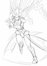1girl armor armored_boots armored_gloves armored_leotard boots breasts butterfly_wings digimon digimon_(creature) female_focus fur_collar headgear helmet high_heels highres hudiemon insect_wings leotard medium_breasts open_mouth ph6xeivbgpimggg running shoulder_armor skirt solo solo_focus tinted_eyewear wings