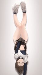  absurdres alice_gunlock black_panties fav_faris handstand highres midriff_peek original panties pantyshot skirt skirt_tug thighs underwear 