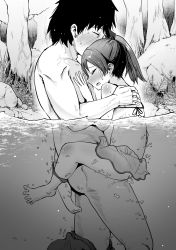 1boy 1girl air_bubble bare_arms bare_legs barefoot bikini bikini_around_one_leg blush bubble closed_eyes clothed_female_nude_male clothed_sex clothes_pull commentary_request forest frilled_bikini frills greyscale hetero highres kantai_collection loli monochrome nature nude outdoors pants pants_pull partially_submerged partially_underwater_shot ponytail see-through_clothes sex shikinami_(kancolle) straddling sweat swimsuit tree underwater underwater_sex upright_straddle vaginal water yonemiya_inaho rating:Explicit score:205 user:danbooru