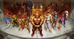  2022 6+boys 6+girls absurdres adjusting_clothes adjusting_headwear all_fours animal_ears animal_hands animal_head animal_print arm_support arm_up ass bandana bao_(cyberbots) barbarian bare_shoulders barefoot bat_print bat_wings beret blanka blonde_hair blue_eyes blue_hair boots bracelet breasts brown_hair bx-02_blodia capcom capcom_fighting_collection cape cat_ears cat_girl cat_tail caveman chain chibi child chinese_clothes chun-li claw_(weapon) claws cleavage cloak clothing_cutout collarbone colored_skin crossover crown cyberbots darkstalkers demitri_maximoff devilot_de_deathsatan_ix double_bun dougi dr_stein dress fang feather_hair_ornament feathers feet felicia_(darkstalkers) fighting_stance formal_clothes fur_cloak game_cg glowing glowing_eyes green_eyes green_hair green_skin hair_bun hair_ornament happy hat headband heart_cutout hibiki_dan highres hsien-ko jewelry jiangshi jigoku_daishi jumping kicking leo_(warzard) lilith_(darkstalkers) lion lion_boy lion_ears lion_hair long_hair looking_at_viewer looking_back mao_(cyberbots) mask mask_on_head mecha medium_breasts monster_boy monster_girl morrigan_aensland mouth_mask mukuro_(warzard) multiple_boys multiple_girls muscular muscular_male necklace ninja ninja_mask no_eyebrows non-web_source official_art one_eye_closed open_mouth orange_hair outstretched_arms pants pantyhose pink_hair pink_shoes planted planted_sword planted_weapon pocket_fighter pointy_ears print_pantyhose protecting puffy_pants puffy_sleeves purple_pantyhose qingdai_guanmao red_bandana red_boots robot ryu_(street_fighter) sakutamo saotome_jin scarf shirt shoes shouting signature sitting skirt smile smug soldier spiked_bracelet spikes squatting street_fighter street_fighter_ii_(series) suit sword tail tan tank_top teeth thumbs_up tiara upper_teeth_only vampire very_long_hair warzard weapon white_boots white_dress white_fur white_pants white_scarf white_shirt wings yellow_eyes 