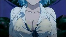  00s 1girl animated animated_gif aqua_hair bat_wings bouncing_breasts bra breast_focus breasts cleavage close-up demon_girl demon_wings female_focus head_out_of_frame heavy_breathing kurono_kurumu large_breasts lingerie lowres rosario+vampire school_uniform screencap sexually_suggestive shirt solo underwear wet wet_clothes wet_shirt wings  rating:Explicit score:230 user:Foremath