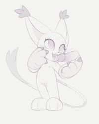 1girl :3 animal_ears animal_feet animal_nose barefoot blush cat_ears cat_girl cat_tail claws cleft_of_venus digimon digimon_(creature) disembodied_penis erection fangs fellatio flat_chest full_body furry furry_female gloves grey_background greyscale hand_on_own_cheek hand_on_own_face happy kekitopu light_blush loli looking_at_another looking_to_the_side looking_up monochrome nipples nude open_mouth oral paw_gloves penis pussy raised_eyebrows saliva saliva_trail simple_background sketch smile solo_focus standing tail tailmon testicles tongue tongue_out uncensored veins veiny_penis whiskers
