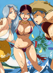 00s 2006 3girls :d :o arm_around_neck armpits baseball_cap beach bikini blue_eyes blue_hair blush blush_stickers breasts choker cirima cleavage cloud criss-cross_halter dated day earrings from_below groin hair_between_eyes halterneck hand_on_another&#039;s_shoulder hat hug huge_breasts innertube jewelry large_breasts leaf leaning_forward long_hair looking_at_viewer majo_rin majo_tourbillon mature_female micro_bikini mountain multiple_girls navel neck_ring ojamajo_doremi open_mouth orihime_(ojamajo_doremi) outdoors outstretched_arms purple_bikini red_bikini short_hair side-tie_bikini_bottom sideboob sidelocks sky slingshot_swimsuit smile splashing spread_arms standing straw_hat string_bikini swept_bangs swim_ring swimsuit tanabata tanzaku underboob volvox wading water wet white_bikini wide_hips rating:Sensitive score:60 user:danbooru