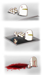 1girl 3koma animal_ears bird blood cat_ears comic cthulhu_mythos guro penguin red_eyes saya_(saya_no_uta) saya_no_uta shoggoth rating:Sensitive score:31 user:danbooru